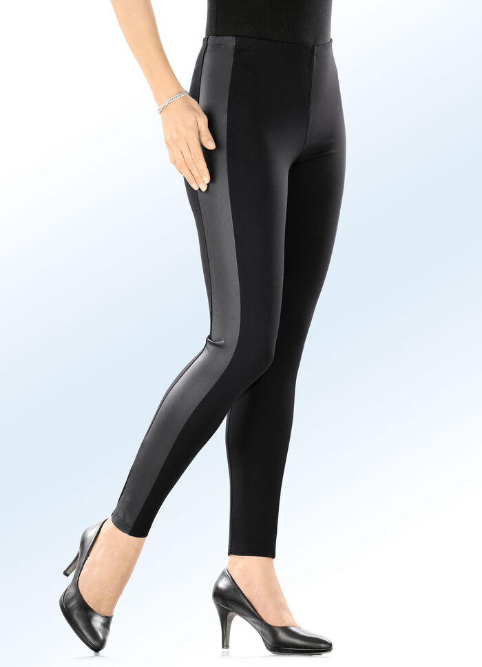Leggings i en intressant blandning av material SVART