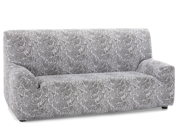 Lättskötta stretchöverdrag i ormliknande look GRÅ