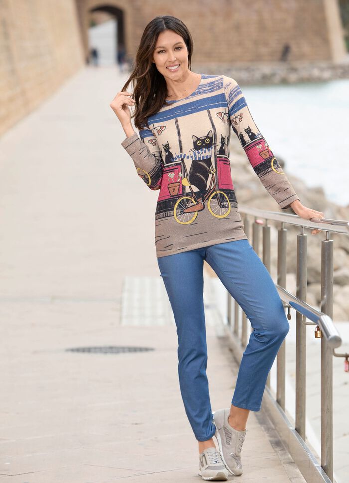 Skjorta med "kattmotiv" FLERF&Auml;RG