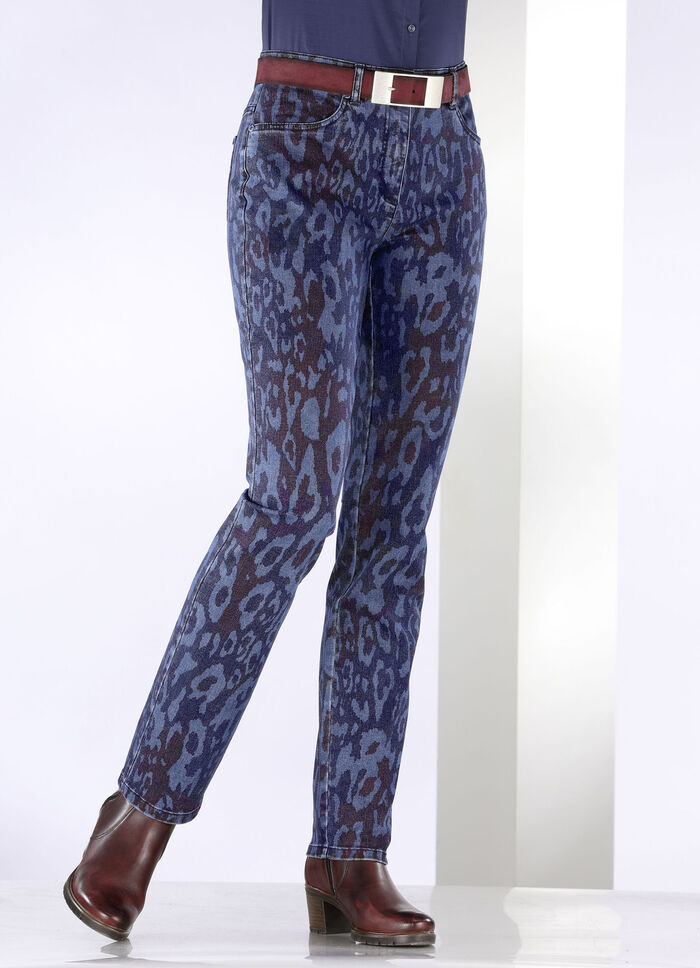 Jeans med trendig djurpälsdesign 