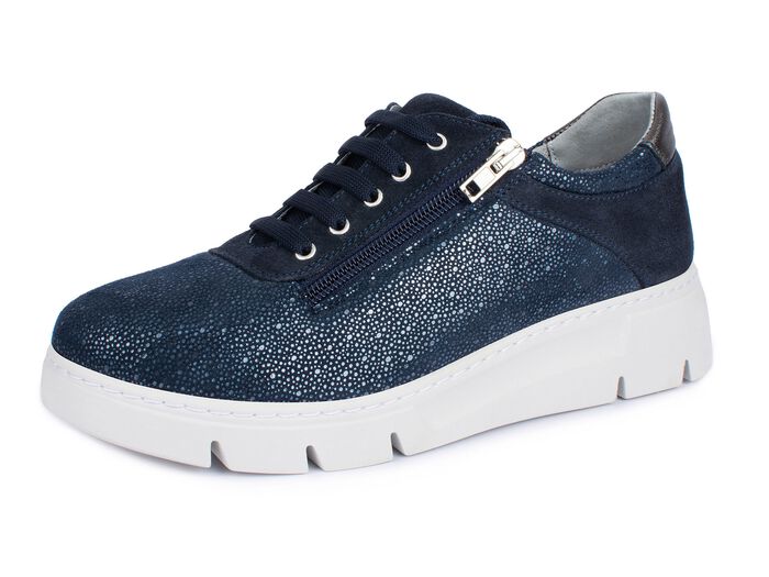 Bekv&auml;ma sneakers, bredlek H med dragkedja p&aring; sidan 