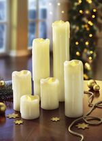 LED &auml;kta vaxljus, set om 6 GR&Auml;DDE