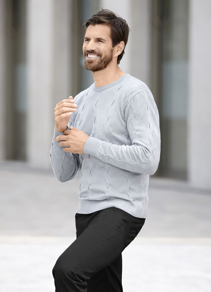 Tr&ouml;ja med rund hals i strukturerad design i 3 f&auml;rger LJ&Ouml;GR&Aring;