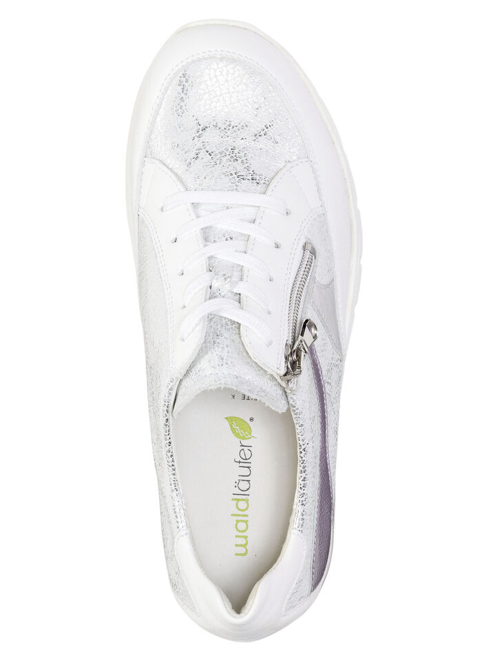 Waldläufer sneakers med snörning och metallic-prägling VIT-IS-GRÅ-LILA