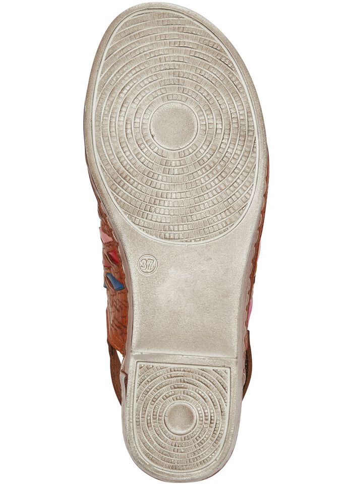 Gemini-sandaler med sofistikerade, f&auml;rgglada fl&auml;tade detaljer 