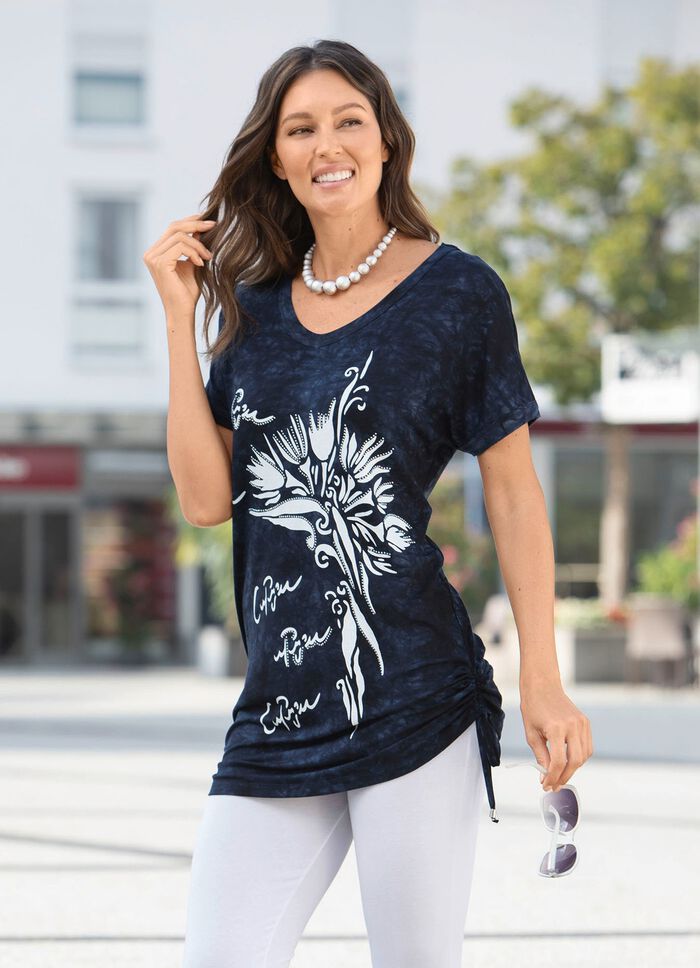 L&aring;ng skjorta i batiklook i 2 f&auml;rger MARINE BATICS