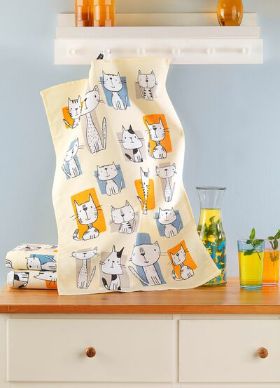 Set med 3 roliga katthanddukar 