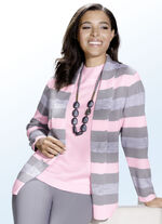 Stickat twinset med fin glans, 