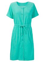 Frottéklänning med hel knappslå MINT