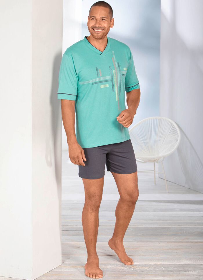 Shorty med placerat tryck och V-ringad 