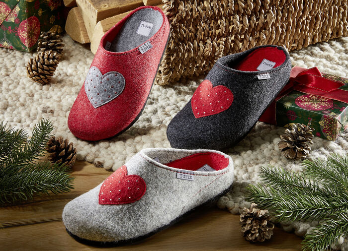 Toffel med ovandel i ullfilt LJUSGRÅ