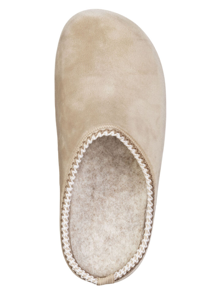 Laurina, klassiska damtofflor, bredd G, med mönstrad kant BEIGE