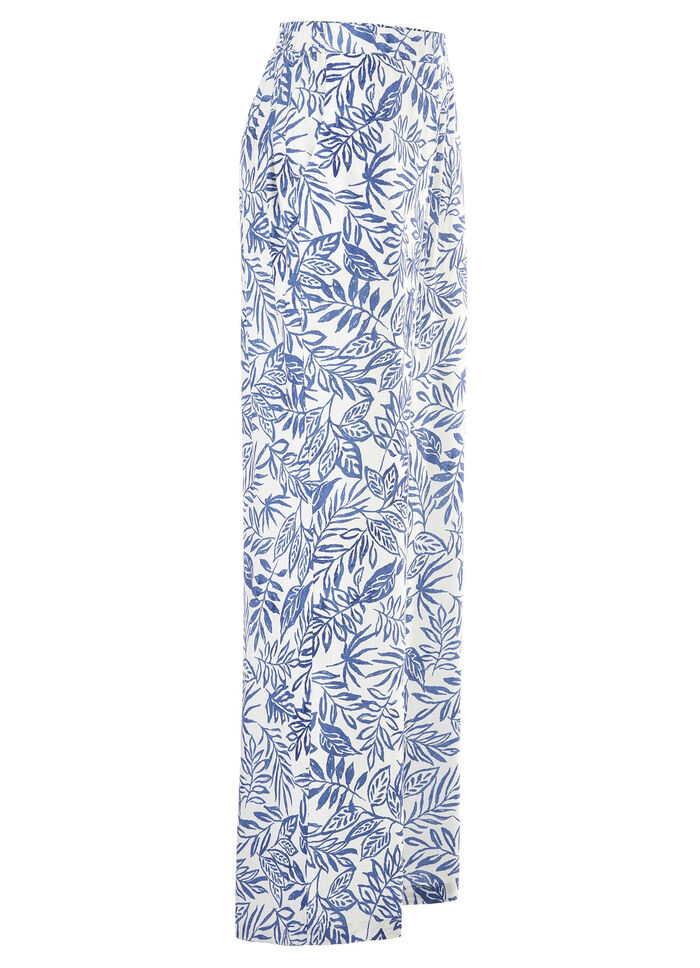 Byxor i moderiktig bredd ECRU-BLAU