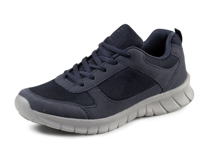 Sneakers med snörning av syntetiskt och mjukt textilmaterial, 