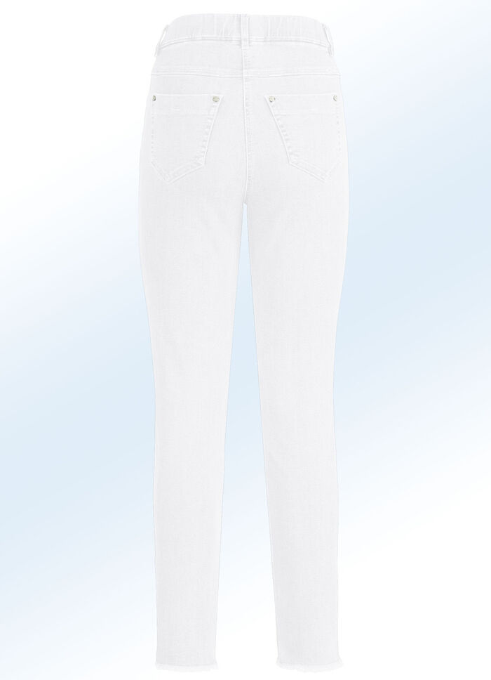Magiska jeans med trendig fransfåll VIT