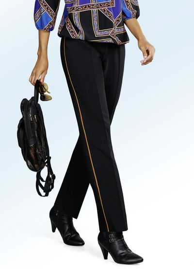 Byxor med trendiga kontrasterande dekorativa kantband 