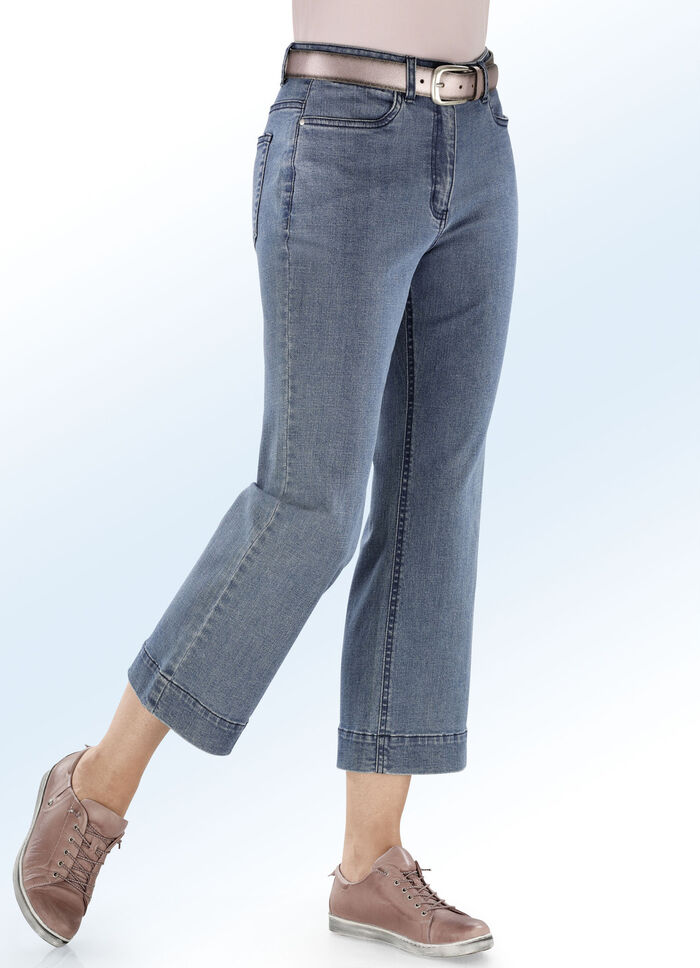 Jeans culottes i 5-ficksform JEANS BLÅ
