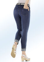 Eleganta jeans i 7/8-längd med vackra strasskanter JEANS BLÅ