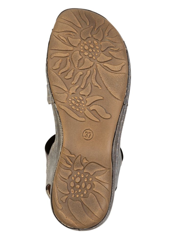 Gemini, moderiktiga damsandaler, vidd G, med blomapplikationer 