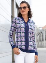 Blusjacka med ribbstickad trik&aring; 