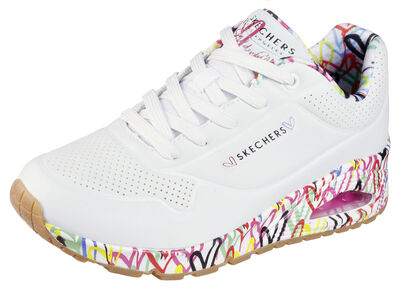 SKECHERS sneakers med snörning delvis tryckta med färgglada hjärtan, , large