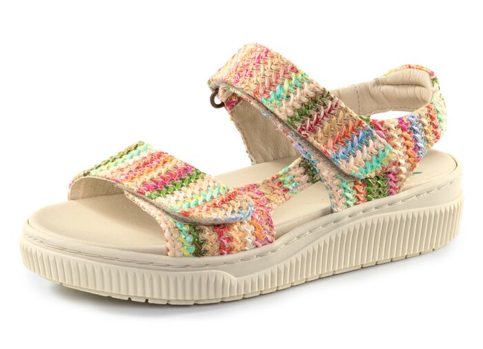ELENA EDEN sandal av intressant raffiamaterial BEIGE-MULTI
