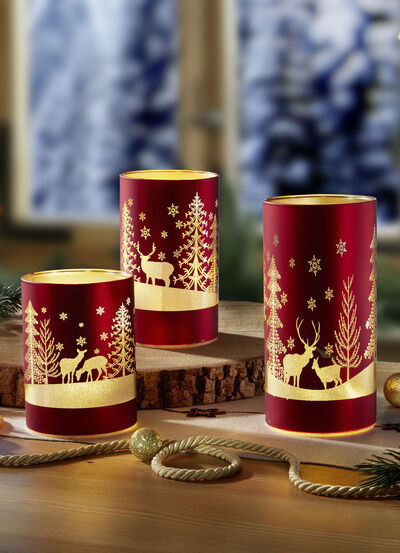 Lykta, set om 3, gjord av glas 