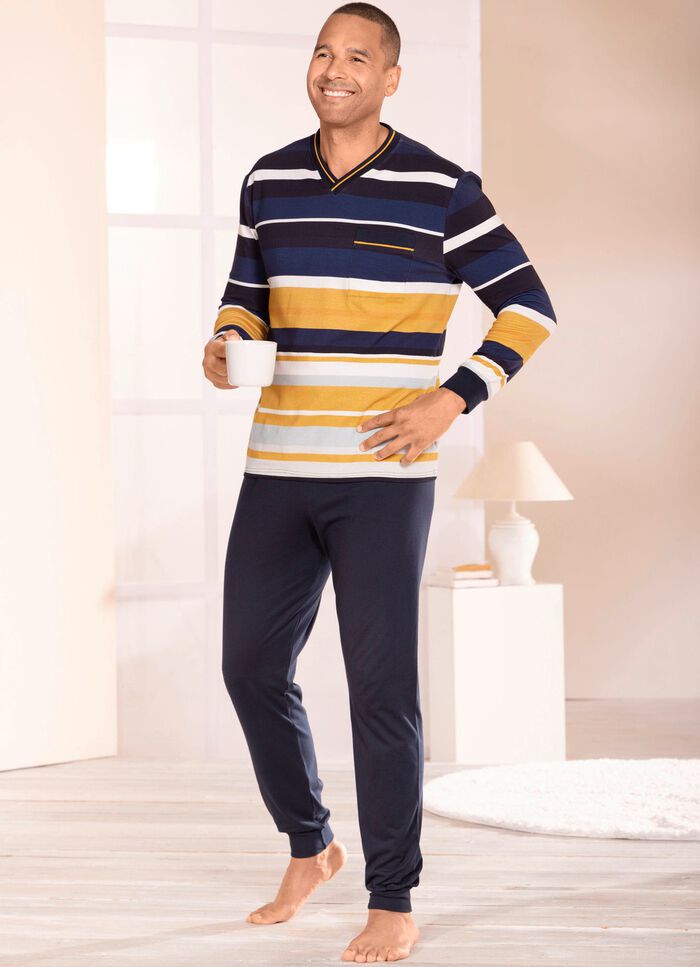 Pyjamas med V-ringning och muddar i kanterna 