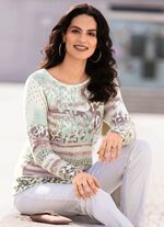 Tr&ouml;ja med kashmir MINT-ECRU-FLERF&Auml;RGAD