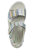 ELENA EDEN sandal av intressant raffiamaterial BLÅ-MULTI