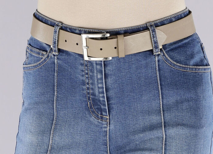 Trendigt läderbälte för kvinnor, 3,5 cm brett TAUPE