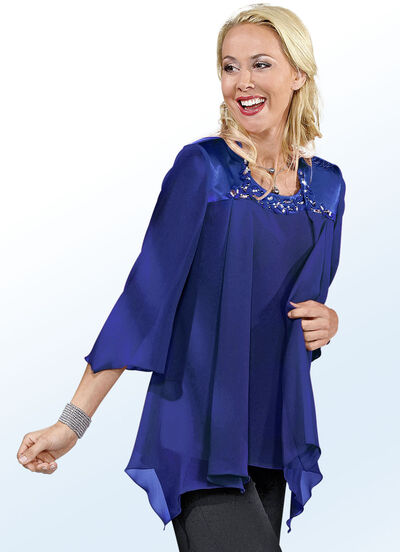 2-delat blus-set med glänsande satinkant, , large
