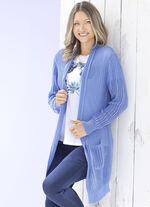 Lång cardigan i stretchig randig look JEANSBLAU