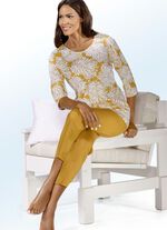 Rundhalsad pyjamas med 3/4-&auml;rmar 