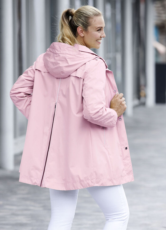 Funktionell lång jacka med avtagbar huva ROSÉ