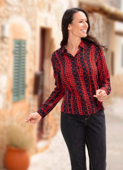 Blus med skjortkrage 