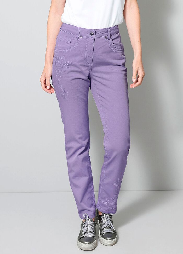 Byxor med blommig broderi 