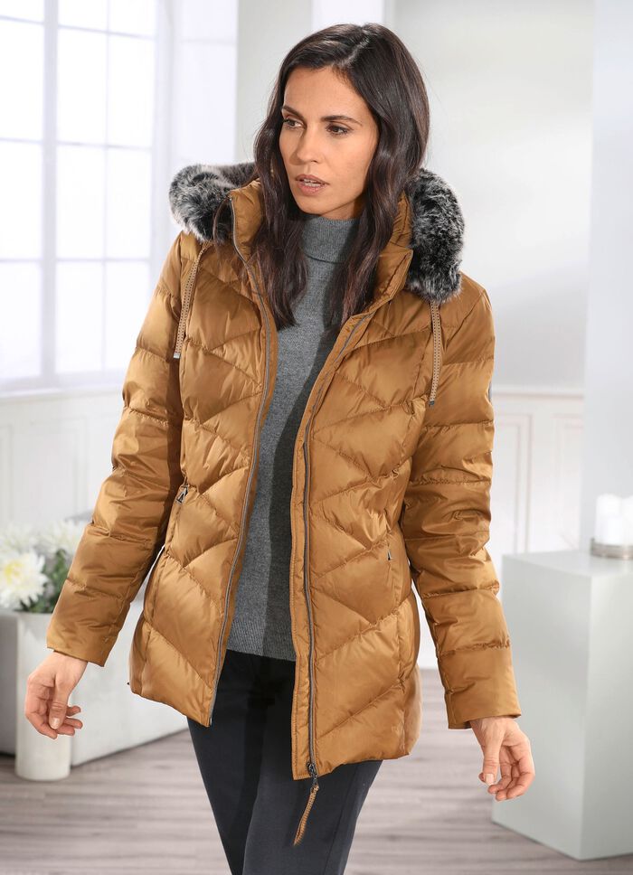 Dunjacka med avtagbar huva 