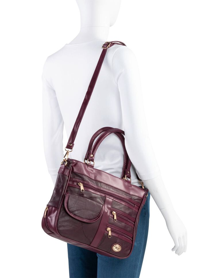 Patchworkv&auml;ska med avtagbar axelrem 