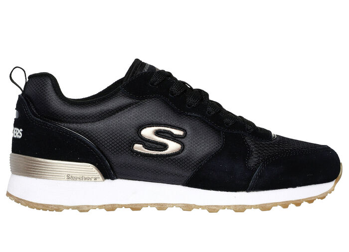 SKECHERS, sportiga damsneakers, tillverkade av läder, syntetmaterial och mesh SCHWARZ-ROSÉGOLD