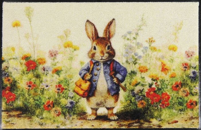 D&ouml;rrmatta med kaninmotiv 