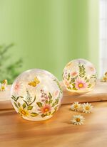 Upplysta kulor, set om 2, gjorda av glas 