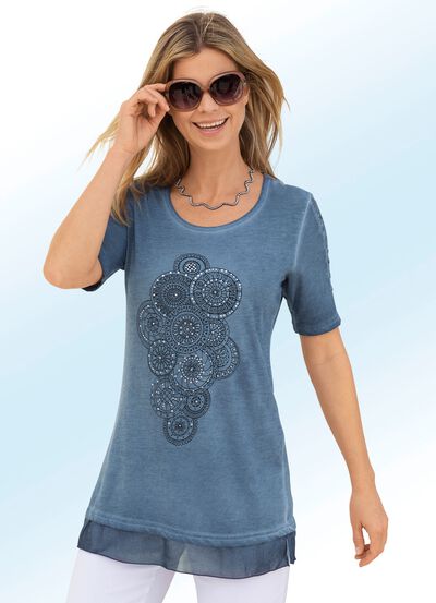 L&aring;ng skjorta med spetsinl&auml;gg p&aring; &auml;rmarna i 3 f&auml;rger 