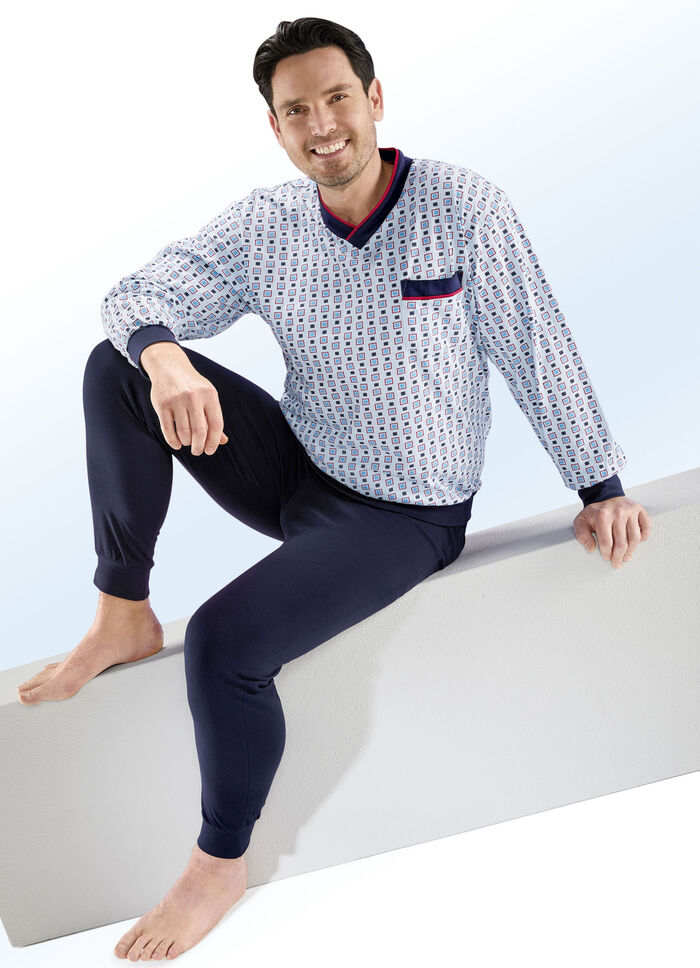 Pyjamas med V-ringning och muddar, 