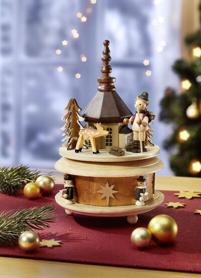 Speldosa Seiffen Church med 18-delad musikalisk mekanism 