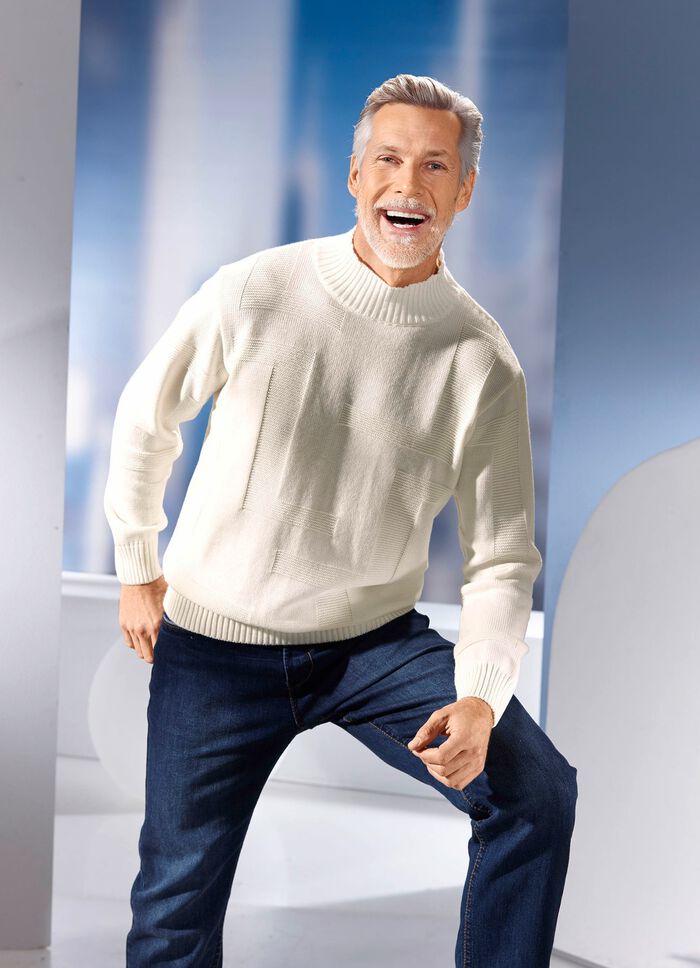 Pullover med strukturerad design i 3 f&auml;rger 