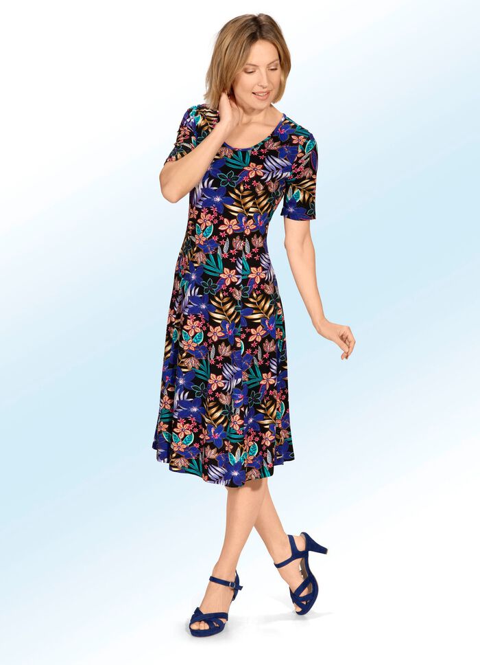 Klänning med bläckstråletryck 