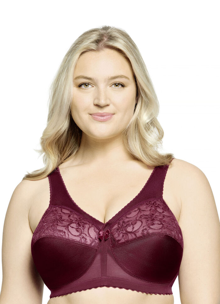 Stöd-bh från Glamorise med spets BORDEAUX