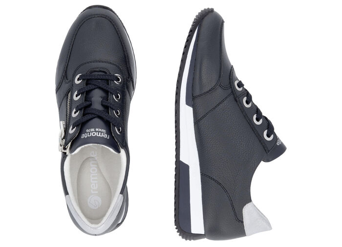 Remonte-sneakers med snörning och skimrande silverfärgad kontrastkant, 