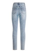 Jeans med strassdekor och gl&auml;nsande blommotiv 